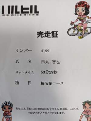ハルヒル完走証