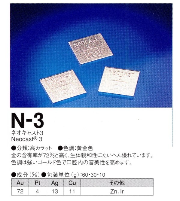 タイプⅣ金合金のN3です。