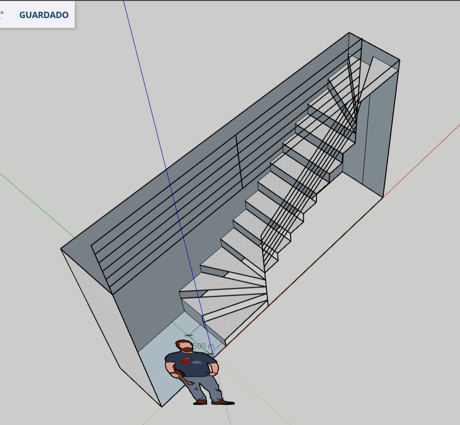 Diseño de Escalera de rampa con doble abanico 