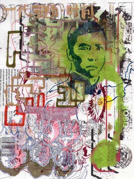 One man defied an empire (Donnie Yen) 24x18cm mixed media on hand made paper 2011