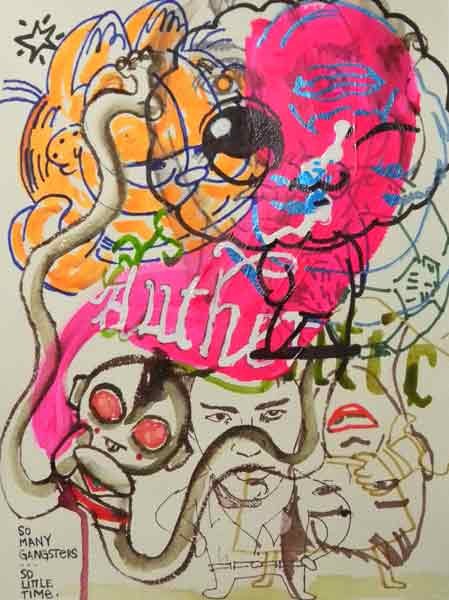 Authentic (Stephen Chow) 24x18cm mixed media on hand made paper 2011