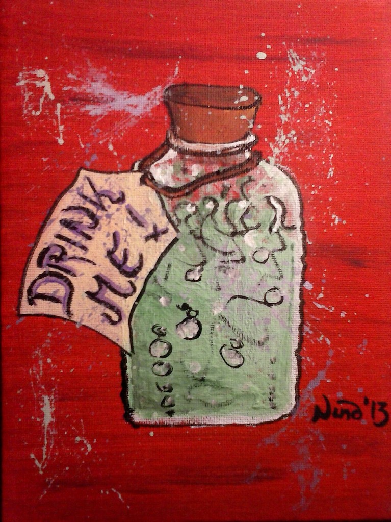 "Drink Me" , Acryl auf LW, 18x24, 2013