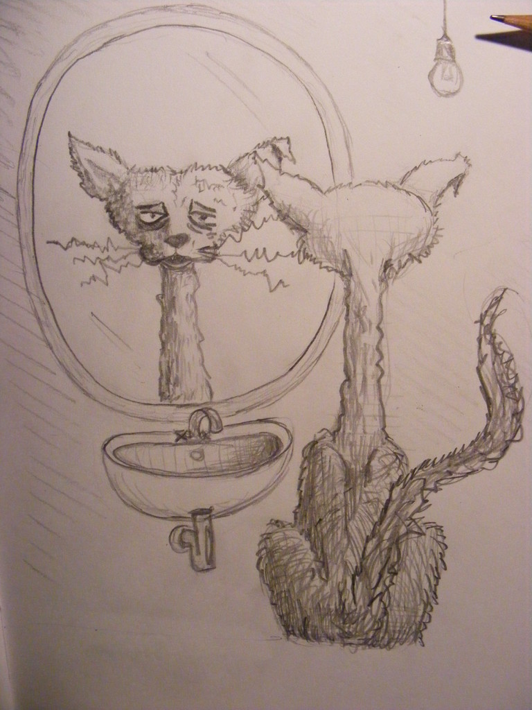 Skizze "Der morgendliche Grinse-Kater"