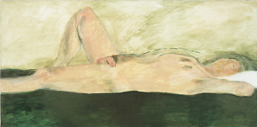 Eva Hradil, "11.8.2005" aus "Männerlandschaften", 100 x 200 cm, Pigmente und Acrylbinder auf Leinwand