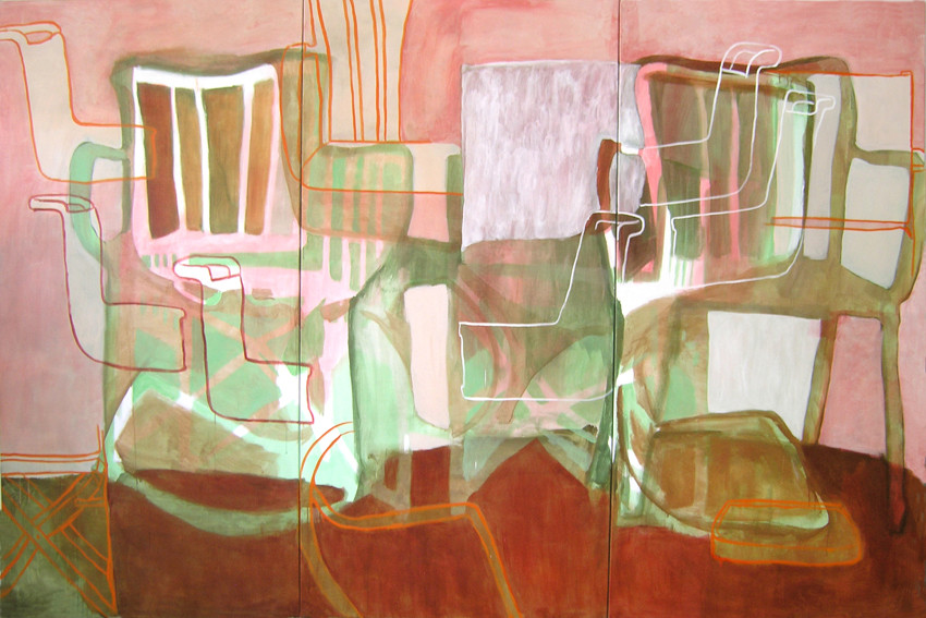 Eva Hradil "Hintergrund II" 2007 Pigmente und Acrylbinder auf Leinwand, 200 x 300 cm (Triptychon)