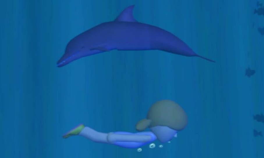 Synchronschwimmen mit einem Delfin!