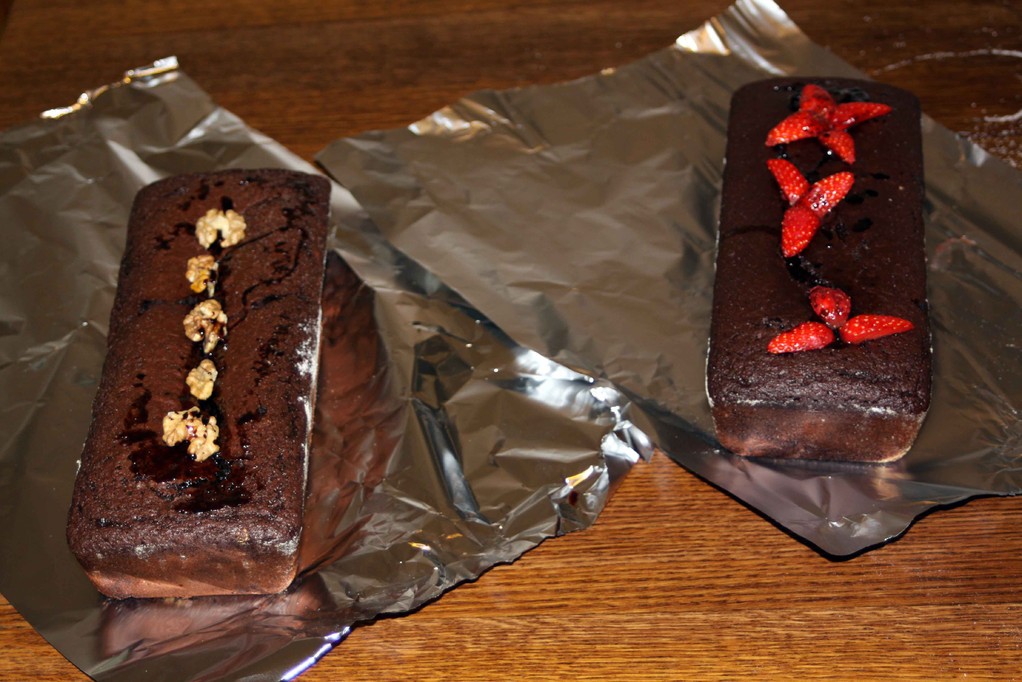 cake chocolat-noix et cake choco-fraise