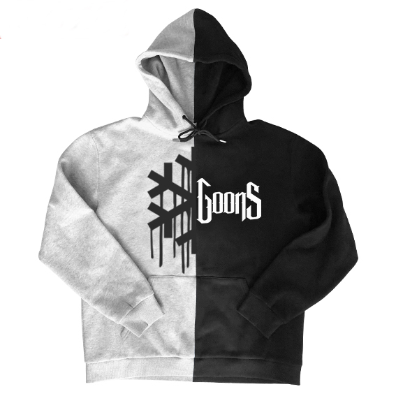split black and white hoodie