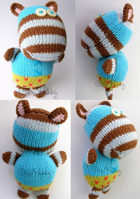 knitted striped hippo toy