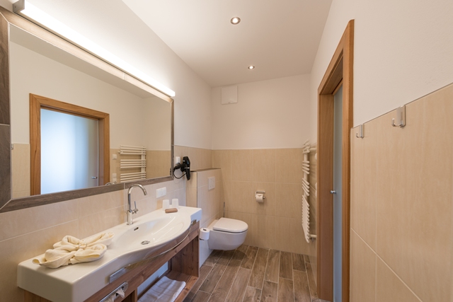 Bad/WC im Appartment - Bio-Pension Aussacher