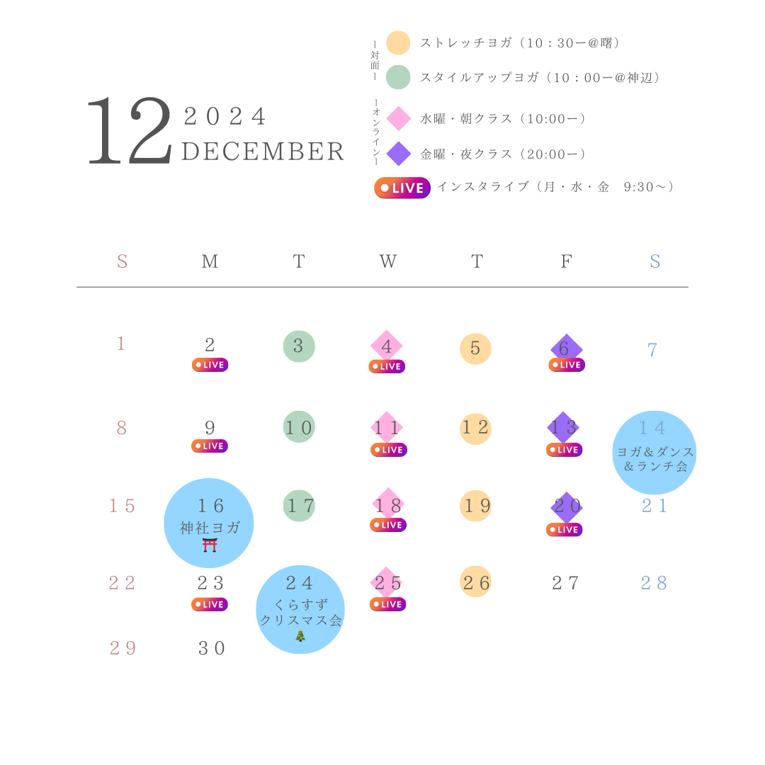 12月のスケジュール🎄