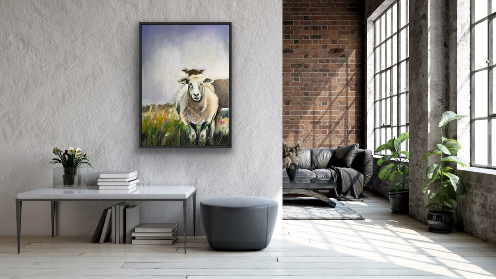 Sheeplove | Öl auf Leinen | 70x50cm | gerahmt | 2024