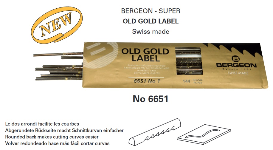 Bergeon 12 lames Bergeon 6651 old gold label pour scie bocfil horloger bijoutier N° 8/0 