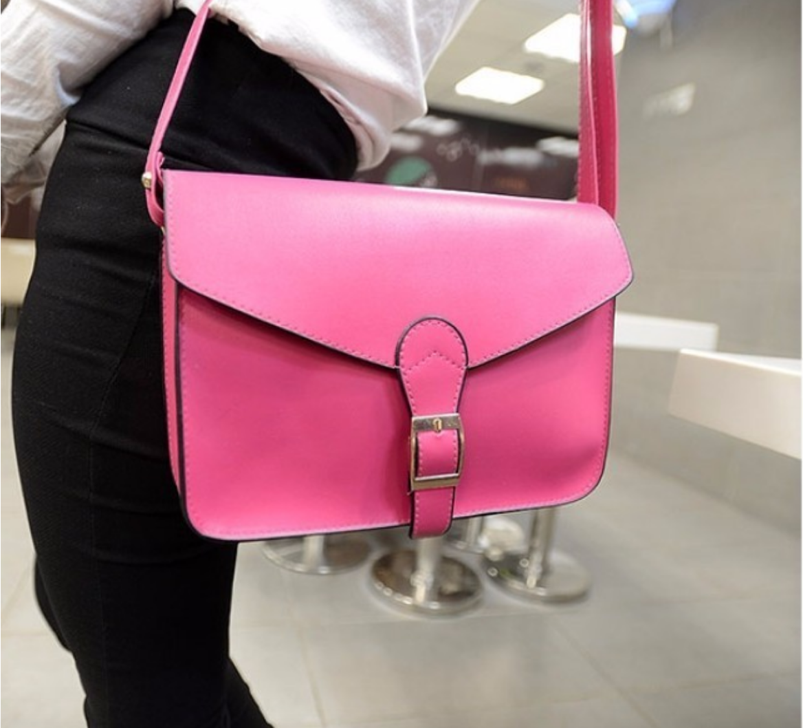 Sac en cuir PU rose, 25 x 19 cm - Sarayana