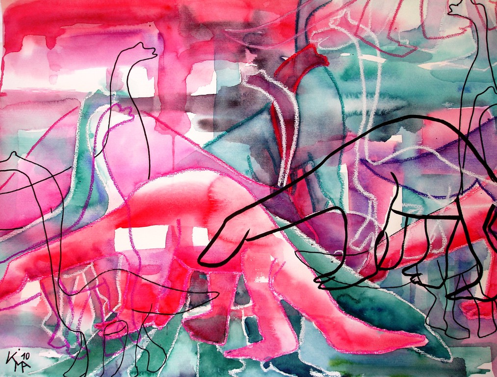 Urzeitgebtriebe, 2010, 50 x 65cm, Aquarell Mischtechnik