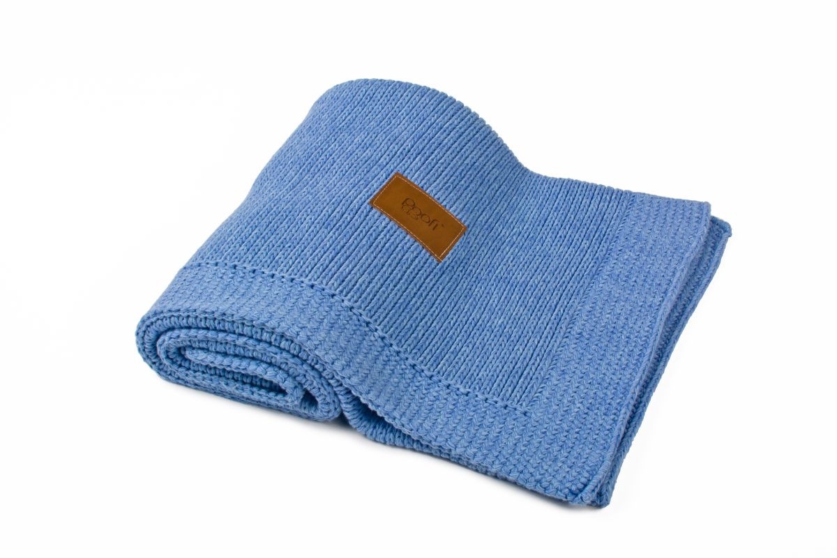 Blau Melange Decke - fabeltier-shop