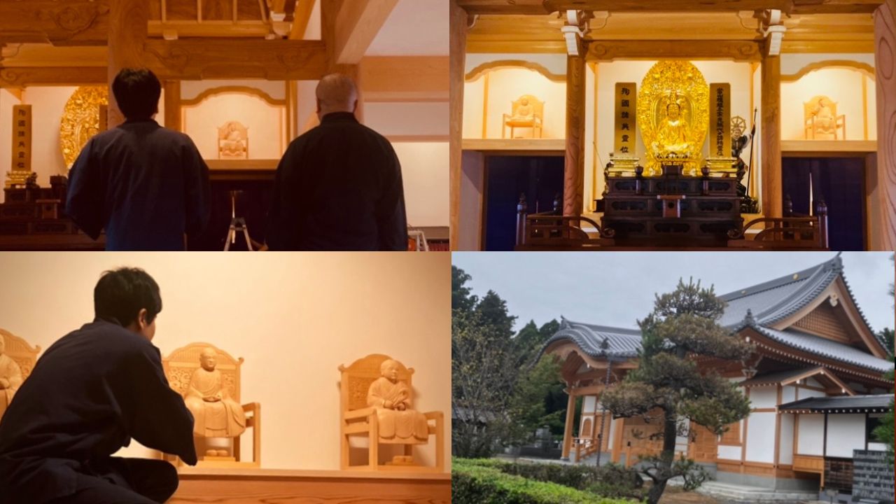 達磨大師像、大権修利菩薩像、開山像、道元像、瑩山像の納品