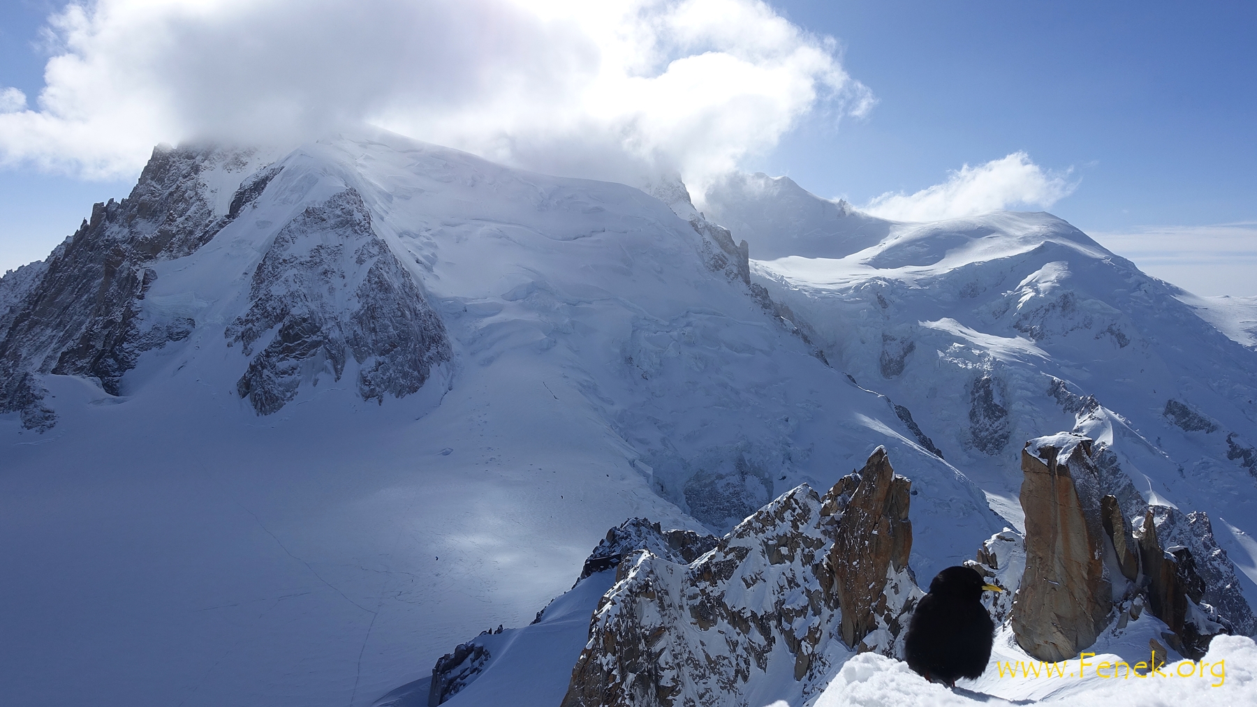 der ersehnte Augenblick auf die Flanke des Mont Blanc du Tacul