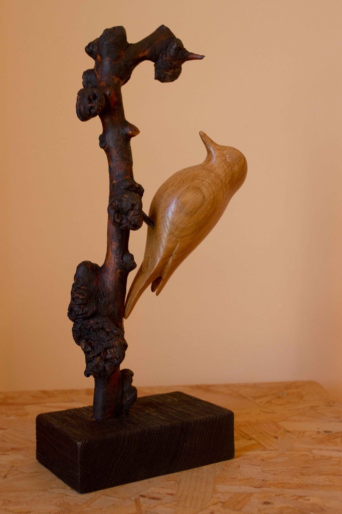 oiseau en bois sculpté: Pic epeichette
