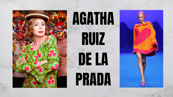 Sur l'image, la créatrice de mode espagnole Agatha Ruiz de la Prada avec une de ses iconiques créations.
