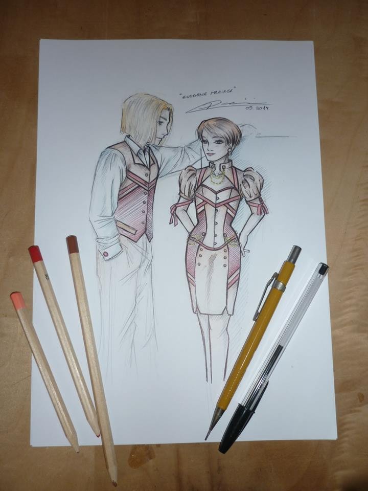 Croquis d'un ensemble Mariage STEAMPUNK