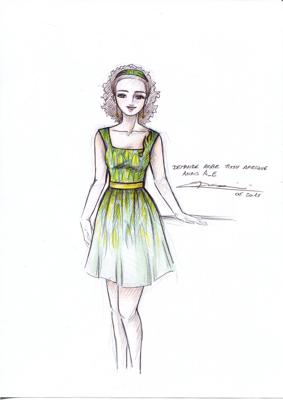 Croquis d'une robe thème AFRICAIN