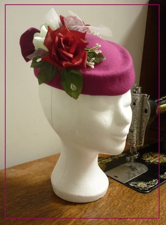 Chapeau Romantique - feutre rose fuschia