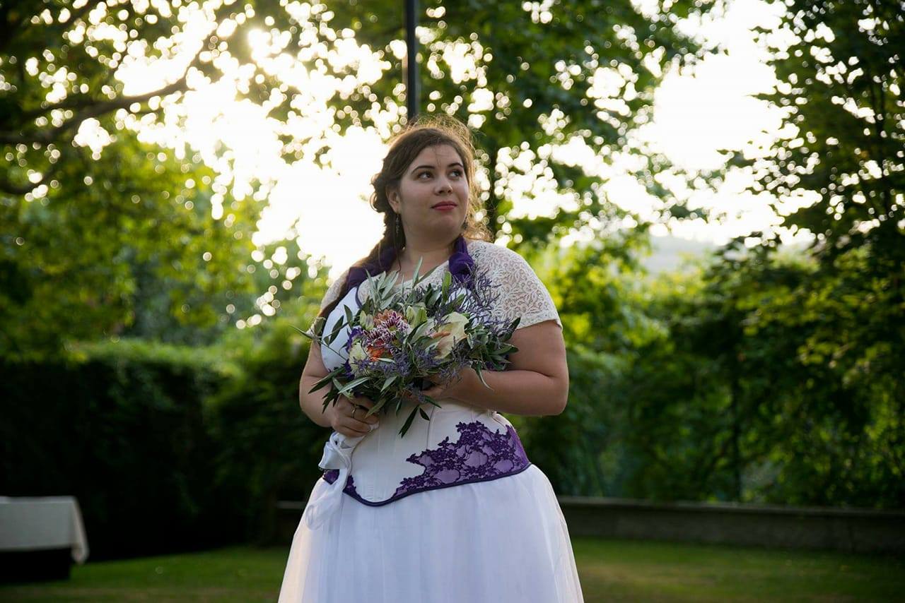 Corset Mariage Lavande - blanc avec dentelles