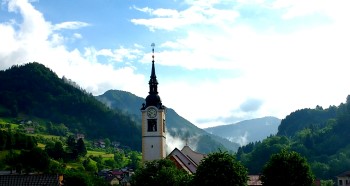 Stunning view over the town of Cerkno, Slovenia