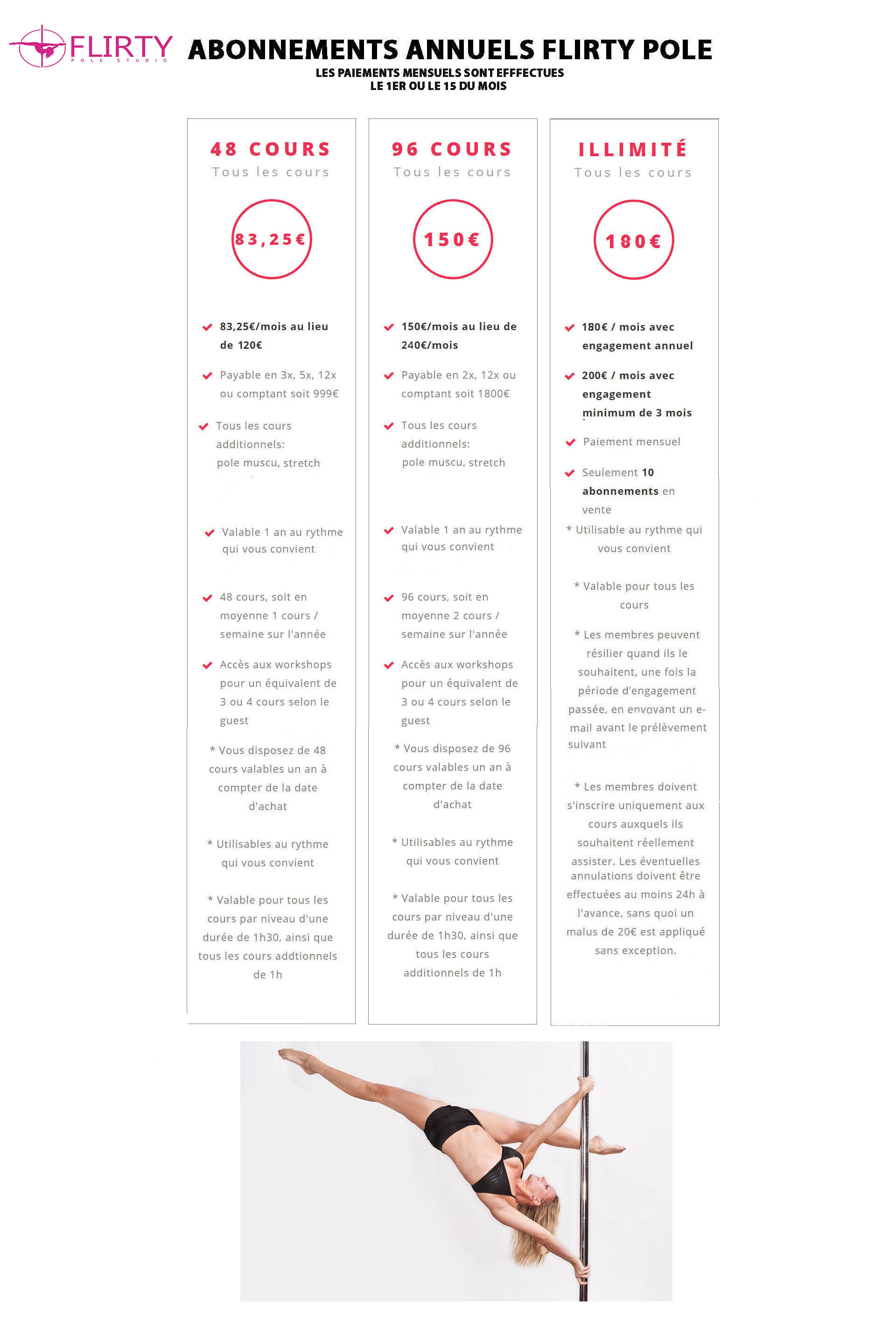 48 classes - 12 mensualités/83,25e - Flirty Fitness Luxembourg FIT