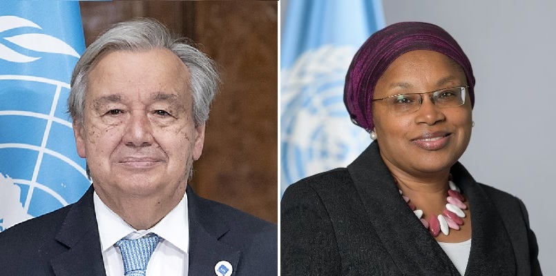 UN Secretary General Antonio Guterres and his Special Advisor for the Prevention of Genocide, Alice Wairimu Nderitu.
