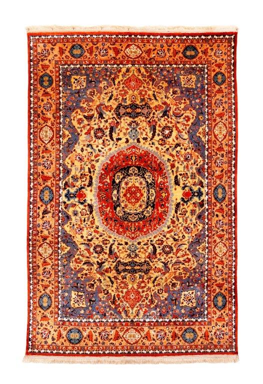 Isfahan Seide, um 1900, 185 x 130 cm, extrem fein – 