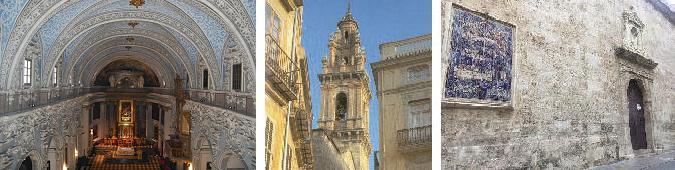 L'interior, la torre campanar i la frontera de l'iglésia de Sant Esteve a Valéncia.