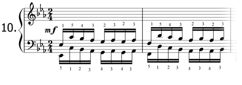 Piano technique exercise N°10 in Eb