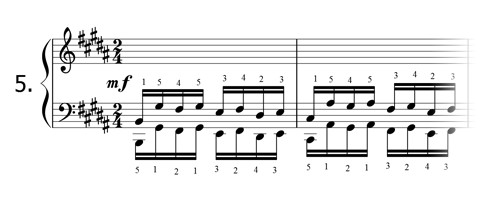 Piano technique exercise N°5 in B