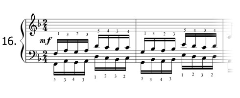 Piano technique exercise N°16 in F