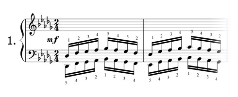 Piano technique exercise N°1 in Db