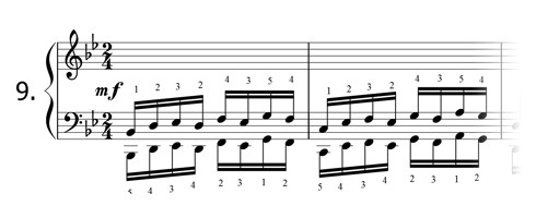 Piano technique exercise N°9 in Bb