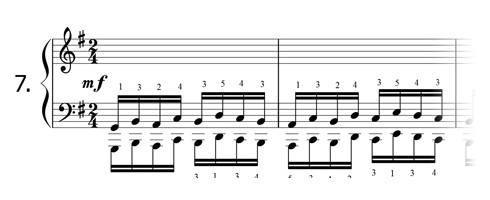 Piano technique exercise N°7 in G