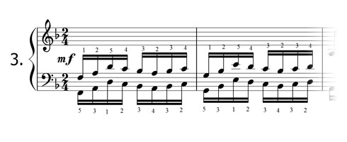 Piano technique exercise N°3 in F