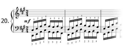 Piano technique exercise N°20 in A