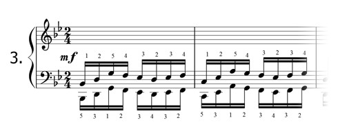 Piano technique exercise N°3 in Bb