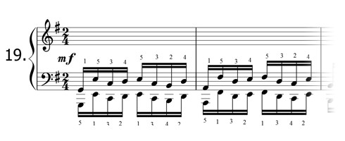 Piano technique exercise N°19 in G