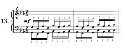 Piano technique exercise N°13 in Eb