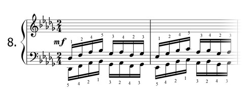 Piano technique exercise N°8 in Db