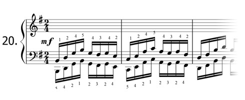 Piano technique exercise N°20 in G