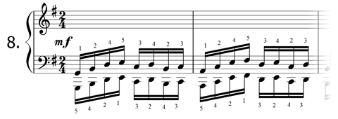 Piano technique exercise N°8 in G
