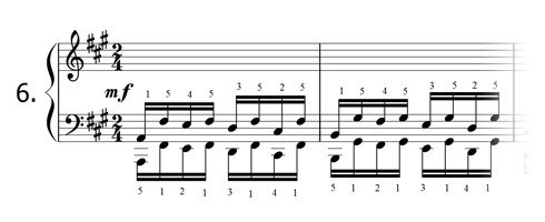 Piano technique exercise N°6 in A