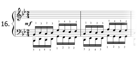 Piano technique exercise N°16 in Bb