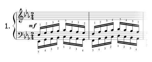 Piano Technique Exercise N 1 in Eb by Charles Louis Hanon 240 Piano finger exercises in all keys